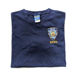 License NYPD New York Police embroidered navy tshirt, men's medium